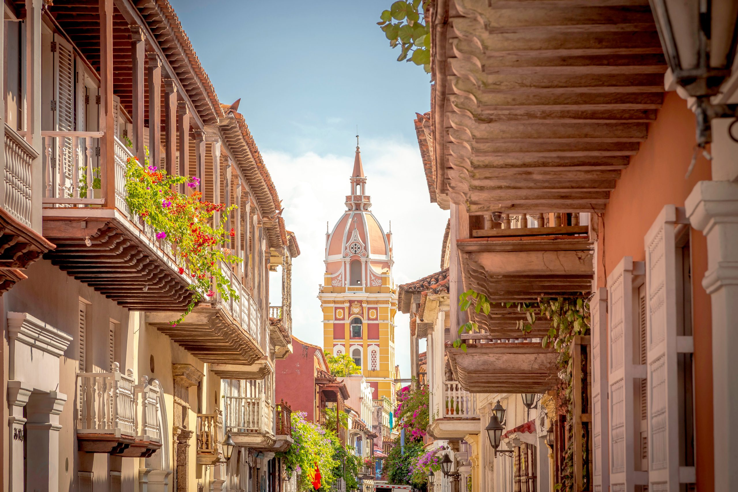 Colombia Cartagena cathedral and balconies