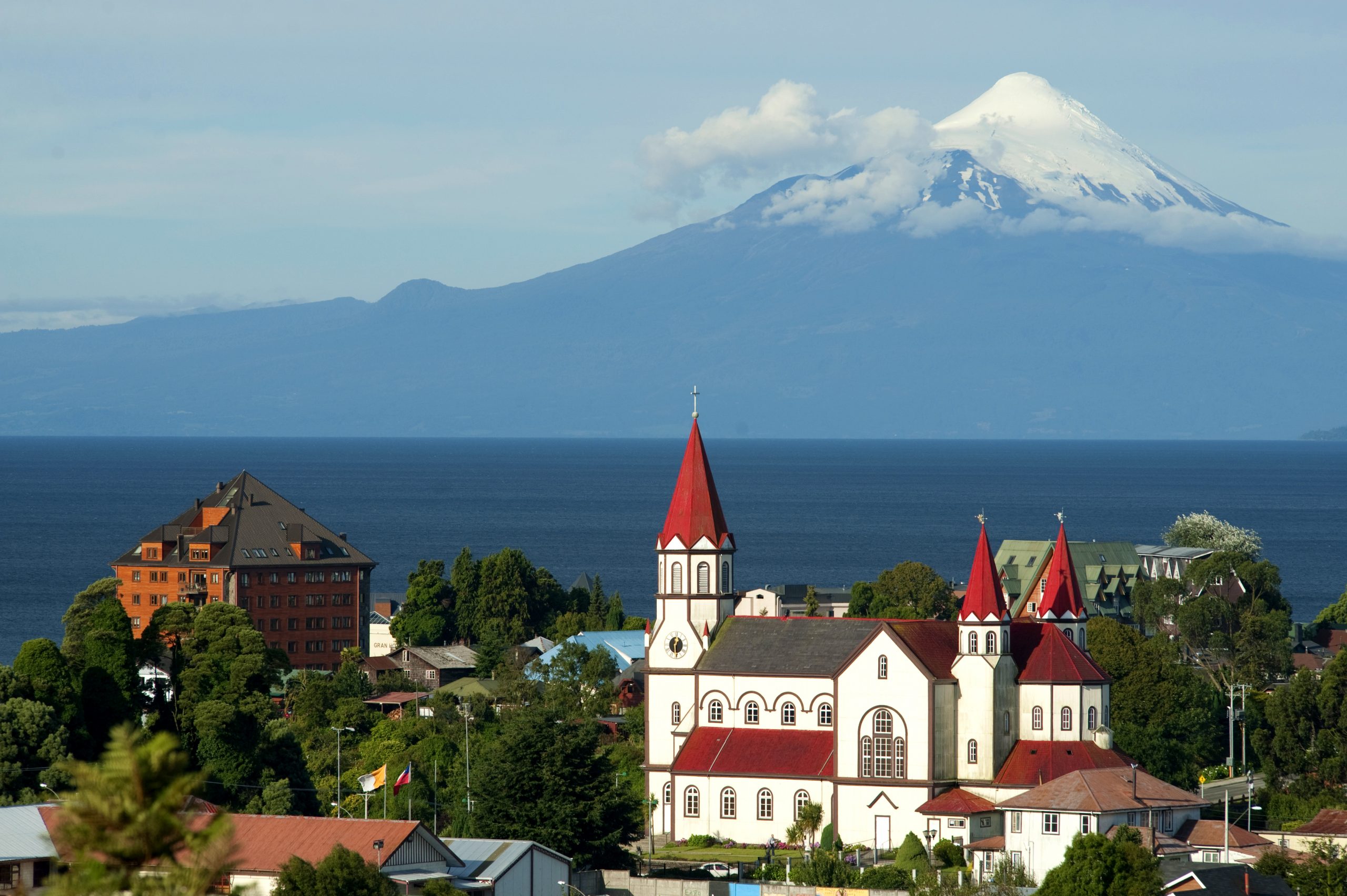 Chile Puerto Varas lake and volcano