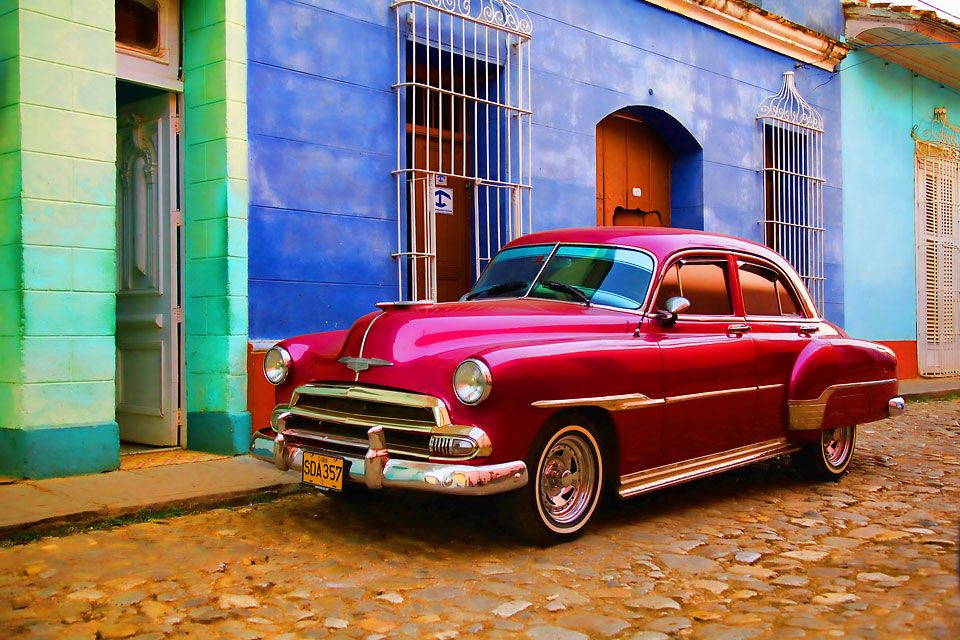 Cuba vintage American car Havana street