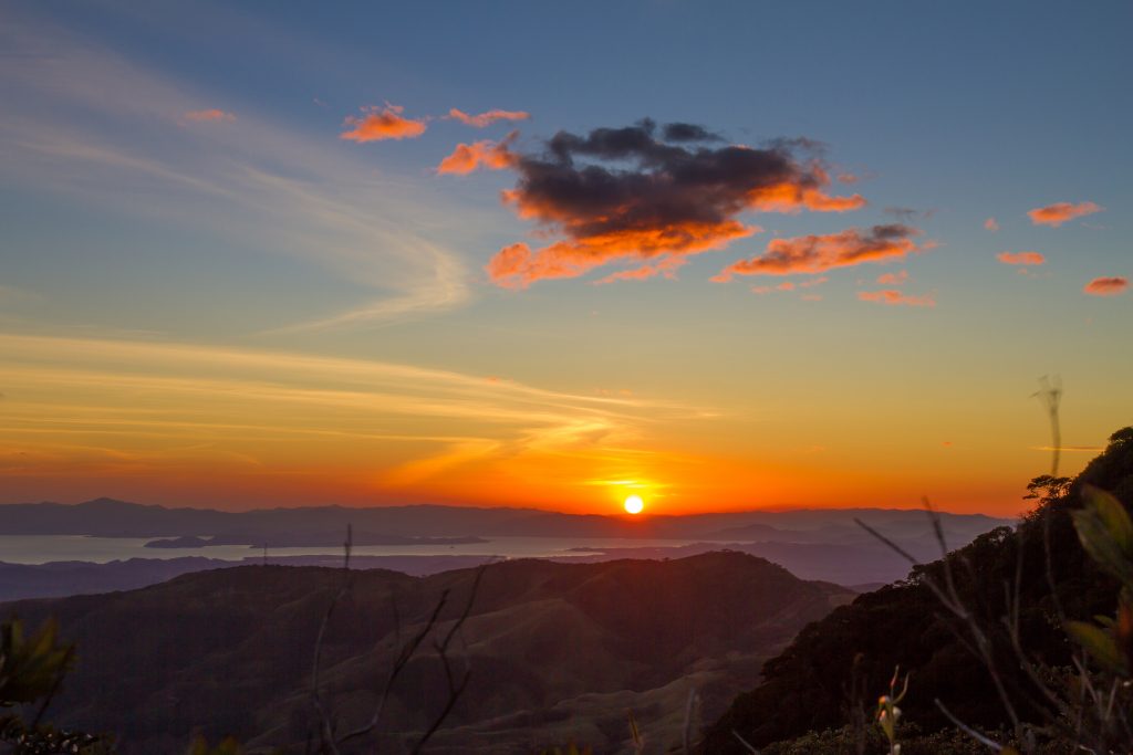 Costa Rica Monteverde hill sunset