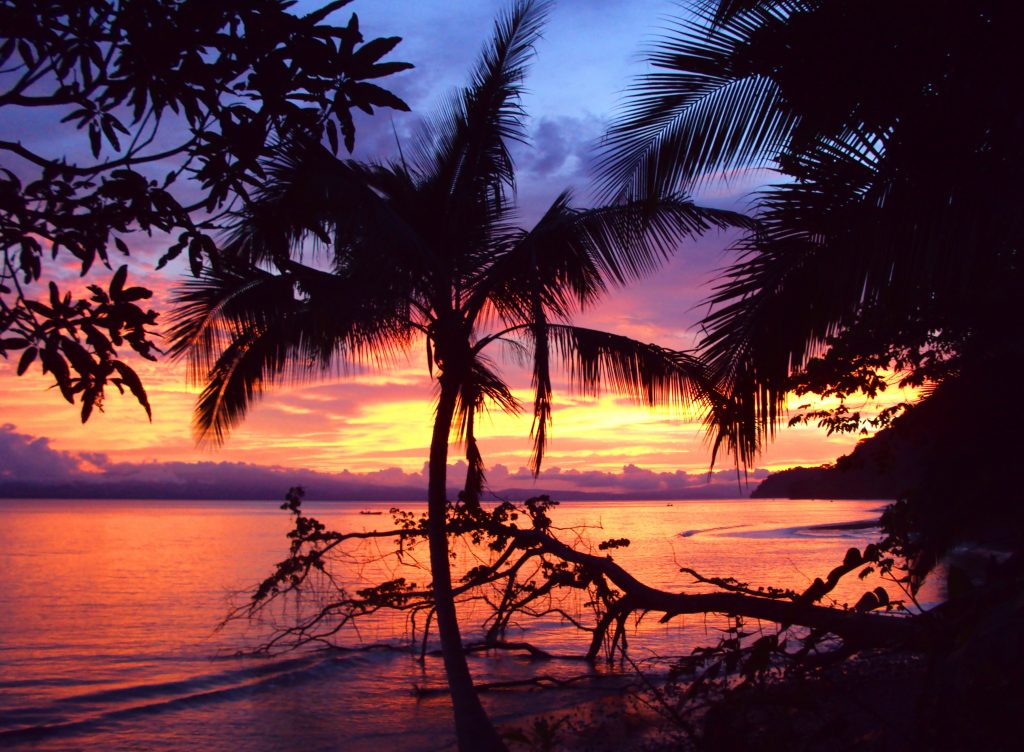 Costa Rica Golfo Dulce beach sunset