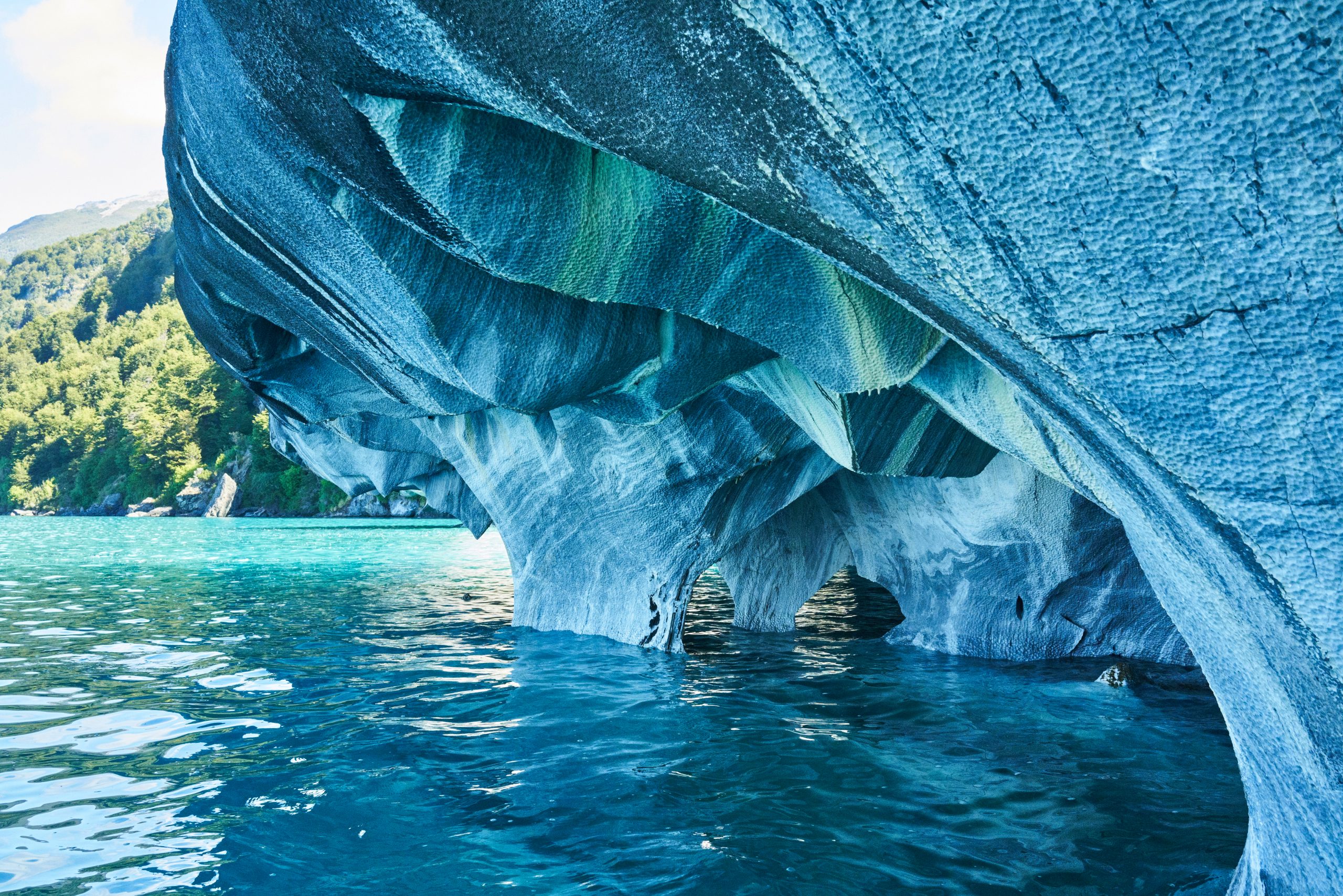 Chile marble rock formations Lake General Carrera