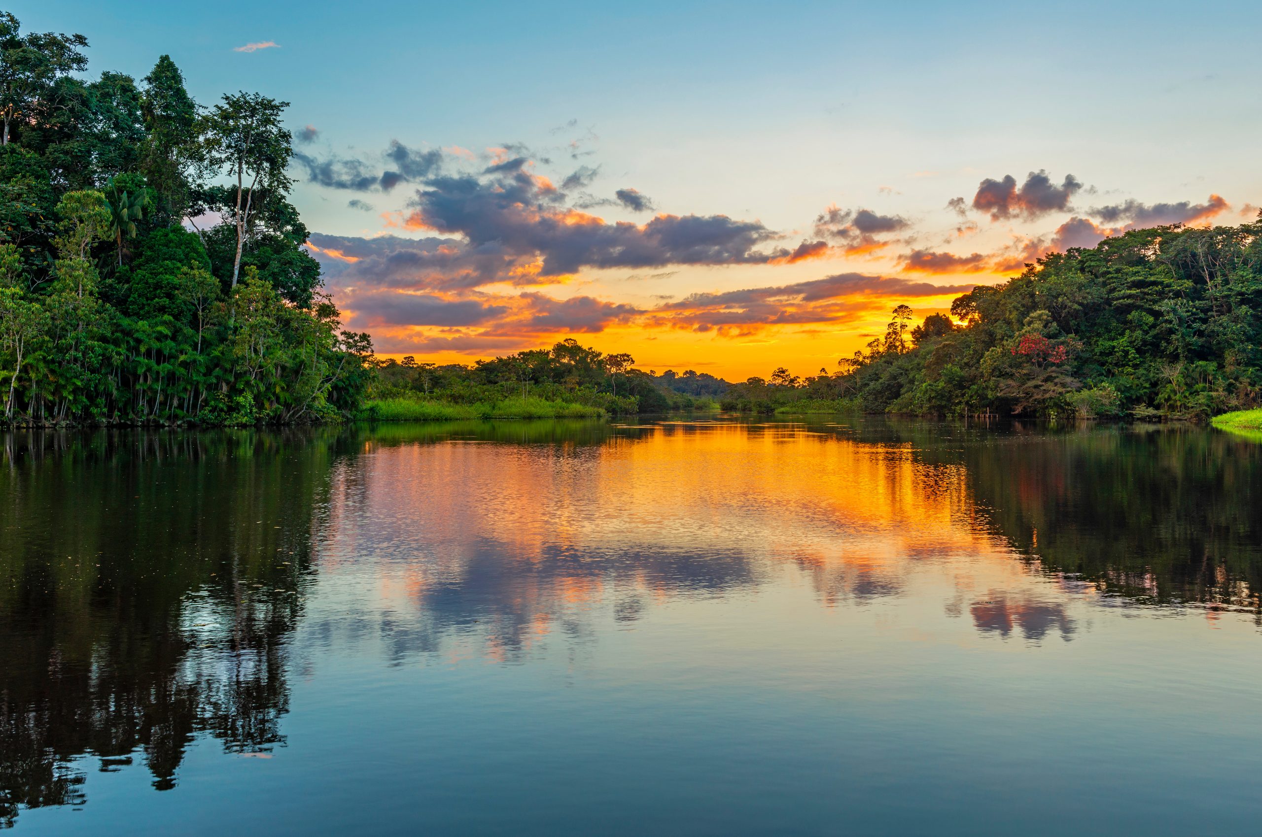 Peru Amazon lake sunset