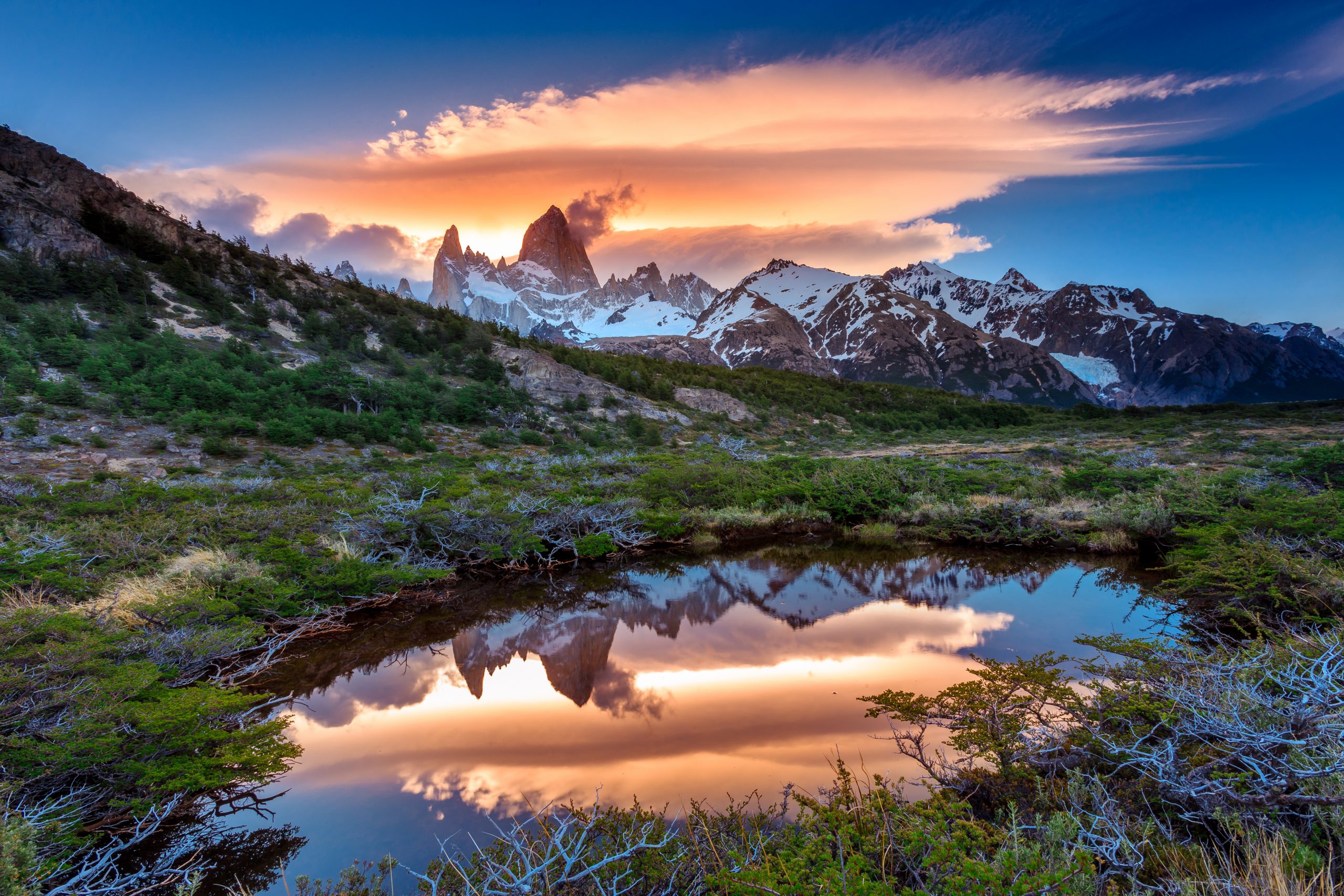 Argentina Mount Fitzroy reflected in pool